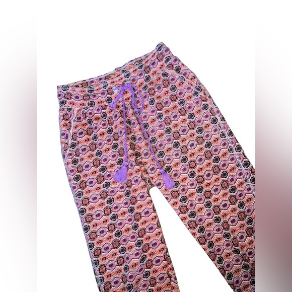 Anthropologie Daily Practice Tasseled Orange/Purple Printed Geometric Jo… - Picture 3 of 7